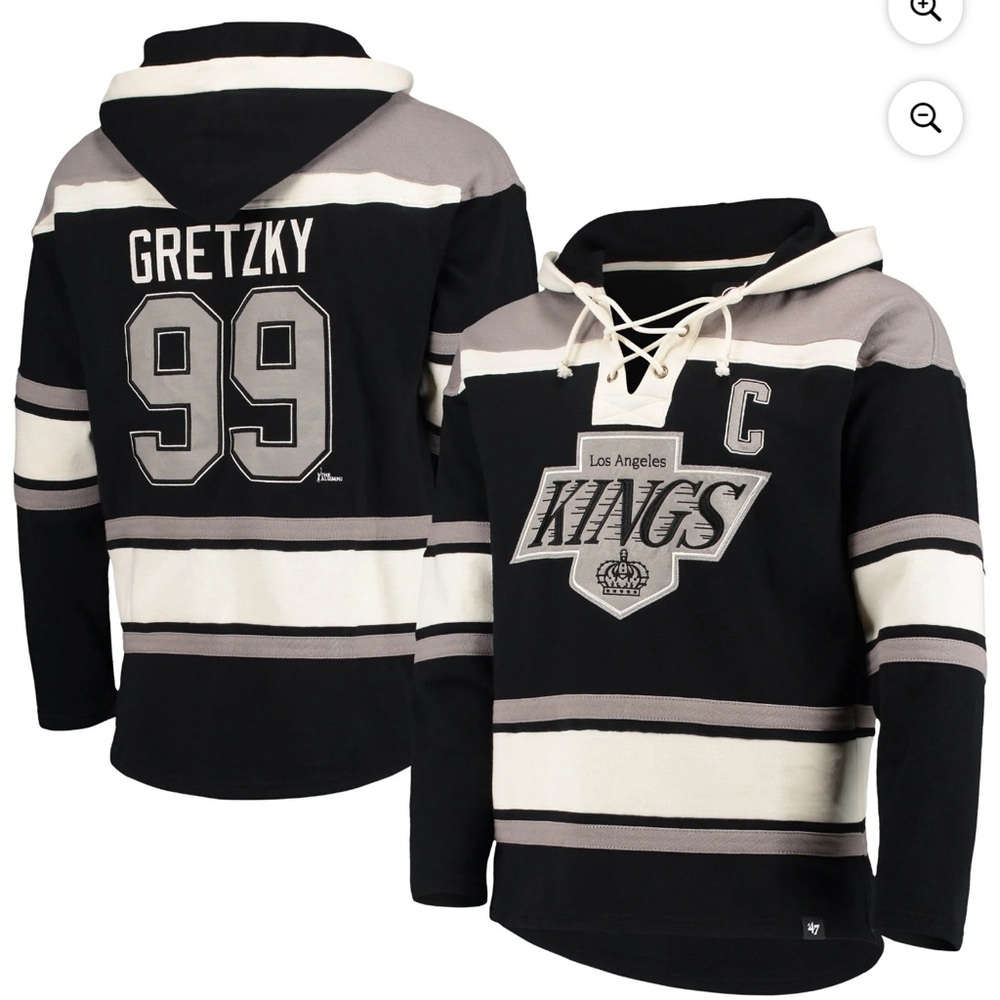 Wayne Gretzky LA Kings Black and Gray Hockey Lacer Pullover-Men’s Small